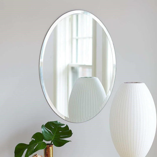 Oval Frameless 36-inch Beveled Bathroom Bedroom Living Room Vanity Wall Mirror - FurniFindUSA