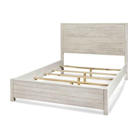 FarmHome Off White Solid Pine Platform Bed in Queen Size - FurniFindUSA