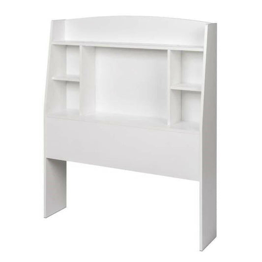 Twin size Bookcase Storage Headboard in White Wood Finish - FurniFindUSA