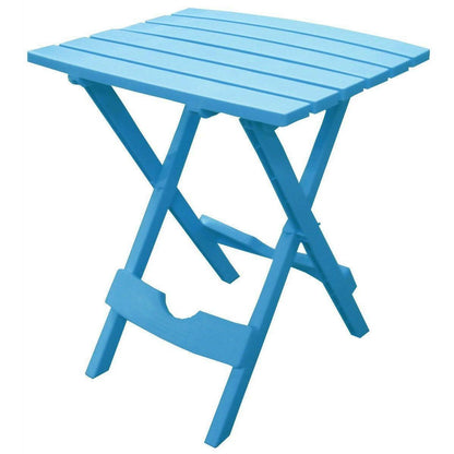 Pool Blue Folding Side Table in Durable Patio Furniture Plastic Resin - FurniFindUSA