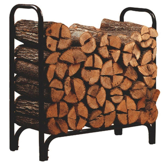 Black Powder Coated Steel Firewood Log Rack - 4ft - FurniFindUSA