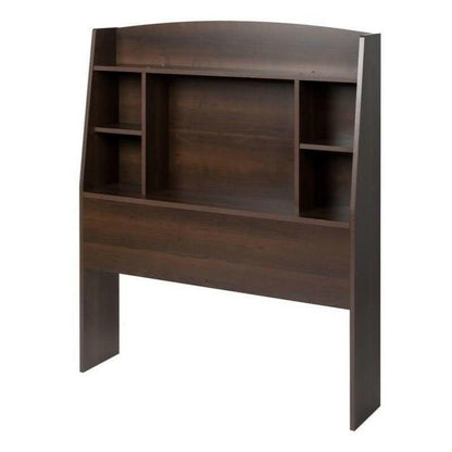 Twin size Bookcase Storage Headboard in Espresso Wood Finish - FurniFindUSA