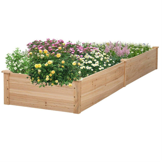 Outdoor Solid Wood Raised Garden Bed Planter 92 x 22 x 9 inches High - FurniFindUSA