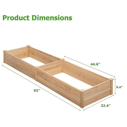 Outdoor Solid Wood Raised Garden Bed Planter 92 x 22 x 9 inches High - FurniFindUSA