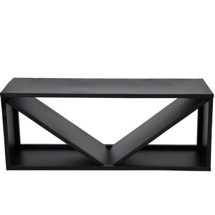 Black Indoor/Outdoor 41 inch Steel Triple Triangle Firewood Log Storage Rack - FurniFindUSA