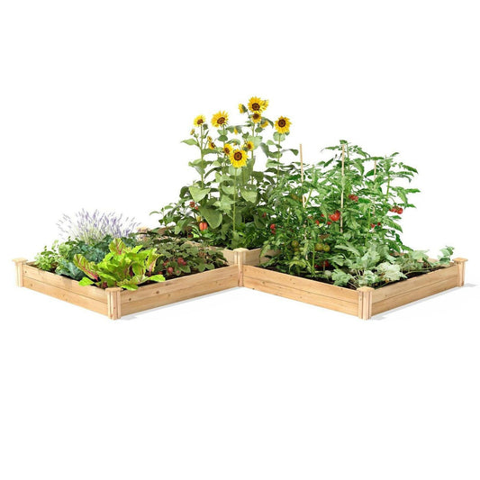 Farmhouse Pine Wood Raised Garden Bed 4 ft x 12 ft - Made in USA - FurniFindUSA