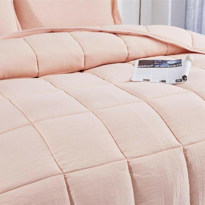 King Size Pink 3 Piece Microfiber Reversible Comforter Set - FurniFindUSA