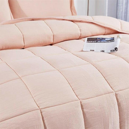 King Size Pink 3 Piece Microfiber Reversible Comforter Set - FurniFindUSA