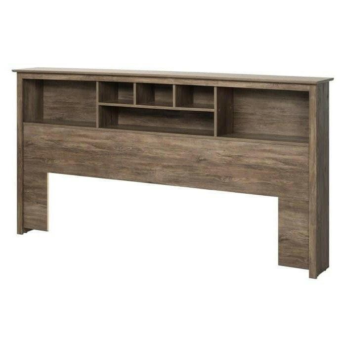 King size Bookcase Headboard in Drifted Gray Wood Finish - FurniFindUSA