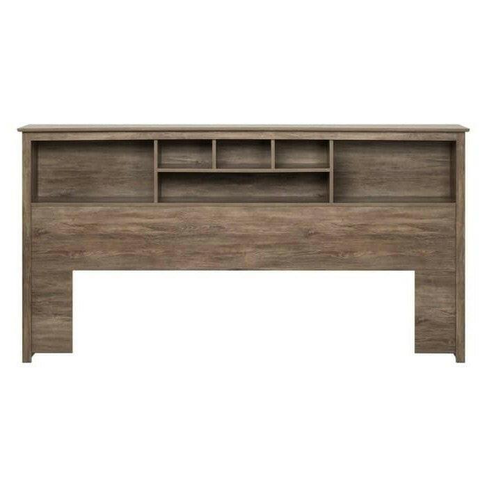 King size Bookcase Headboard in Drifted Gray Wood Finish - FurniFindUSA