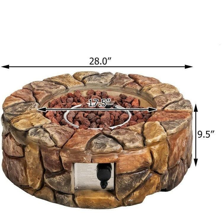 40,000 BTU Outdoor Circle Stone Gas Propane Fire Pit - FurniFindUSA