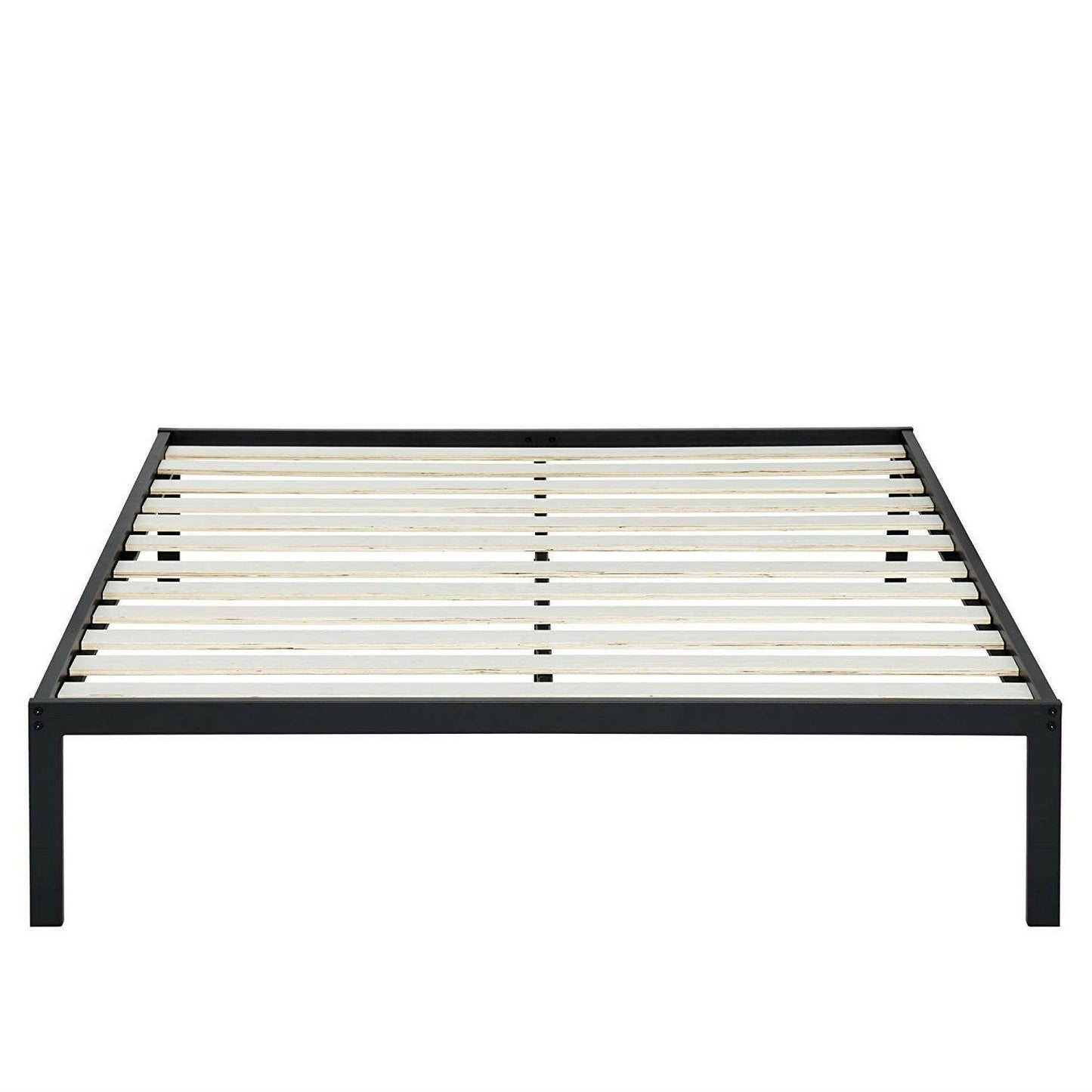 Queen size Steel Metal Platform Bed Frame with Wood Slats - FurniFindUSA