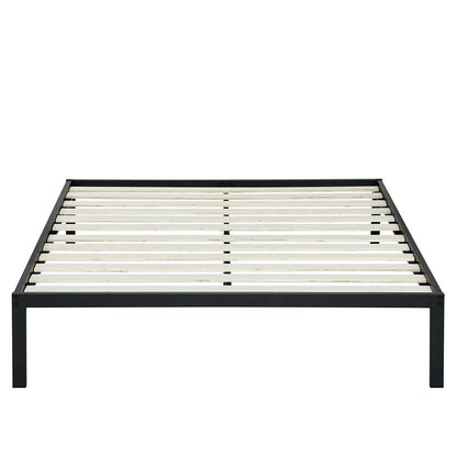 Queen size Steel Metal Platform Bed Frame with Wood Slats - FurniFindUSA