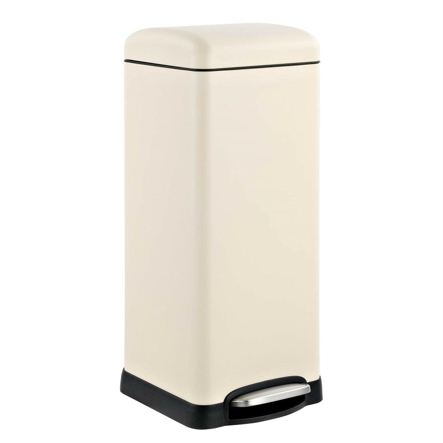 8-Gallon Retro Stainless Steel Step-On Trash Can in Light Almond Beige Finish - FurniFindUSA