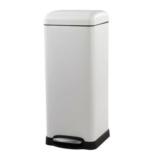 8-Gallon Retro Stainless Steel Step-On Trash Can in White Finish - FurniFindUSA