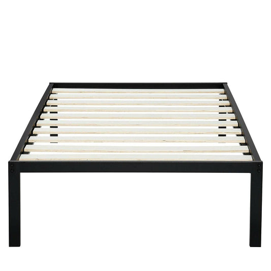 Twin Size Heavy Duty Metal Platform Bed Frame with Wooden Slats - FurniFindUSA