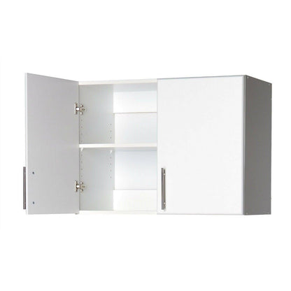 White Wall Cabinet with 2 Doors and Adjustable Shelf - FurniFindUSA