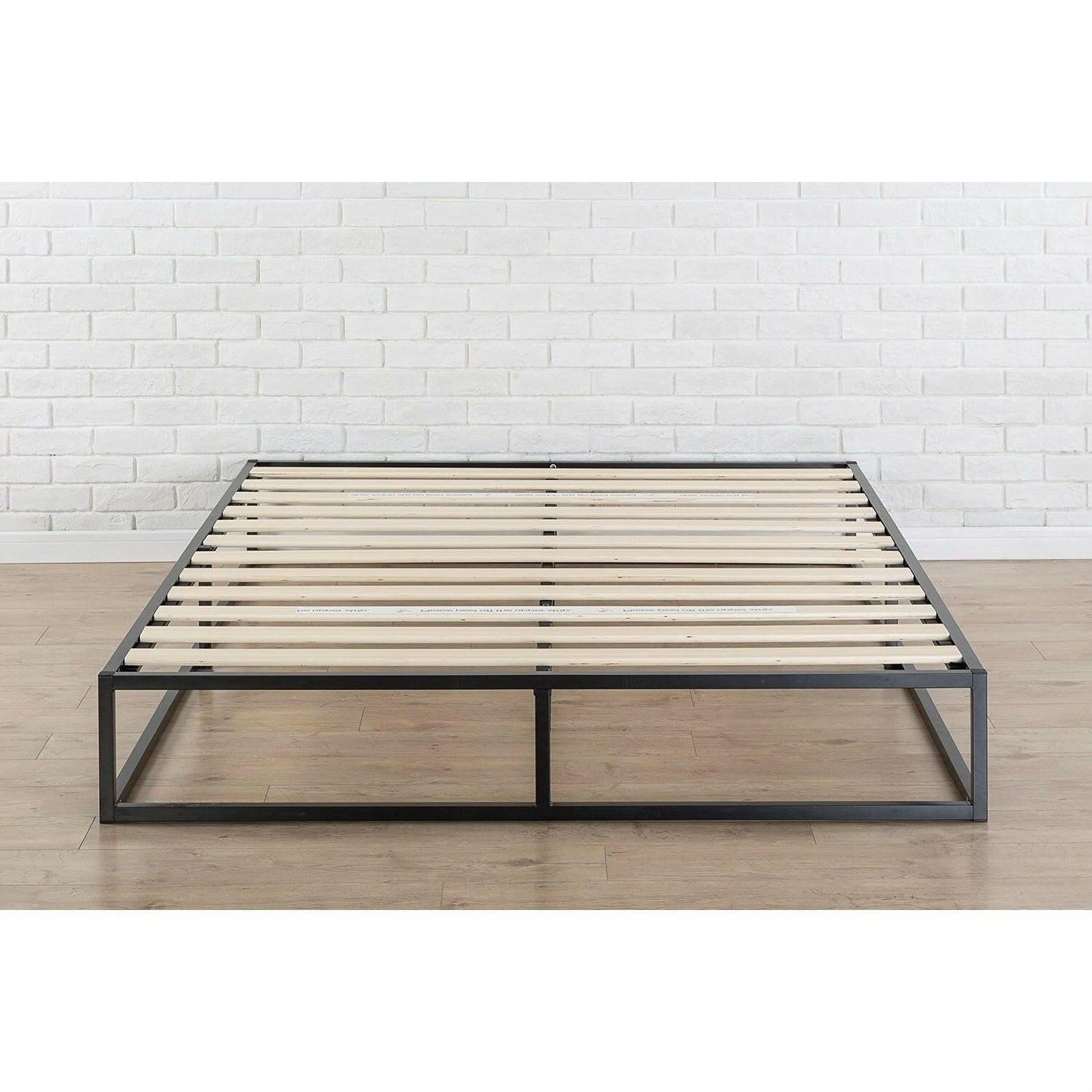 Queen size Modern 10-inch Low Profile Metal Platform Bed Frame with Wood Slats - FurniFindUSA