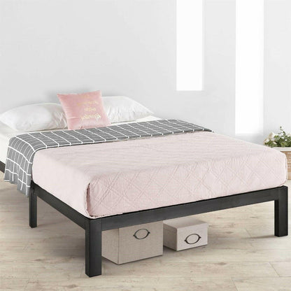 Queen size Metal Platform Bed Frame with 3.86 inch Wide Heavy Duty Steel Slats - FurniFindUSA