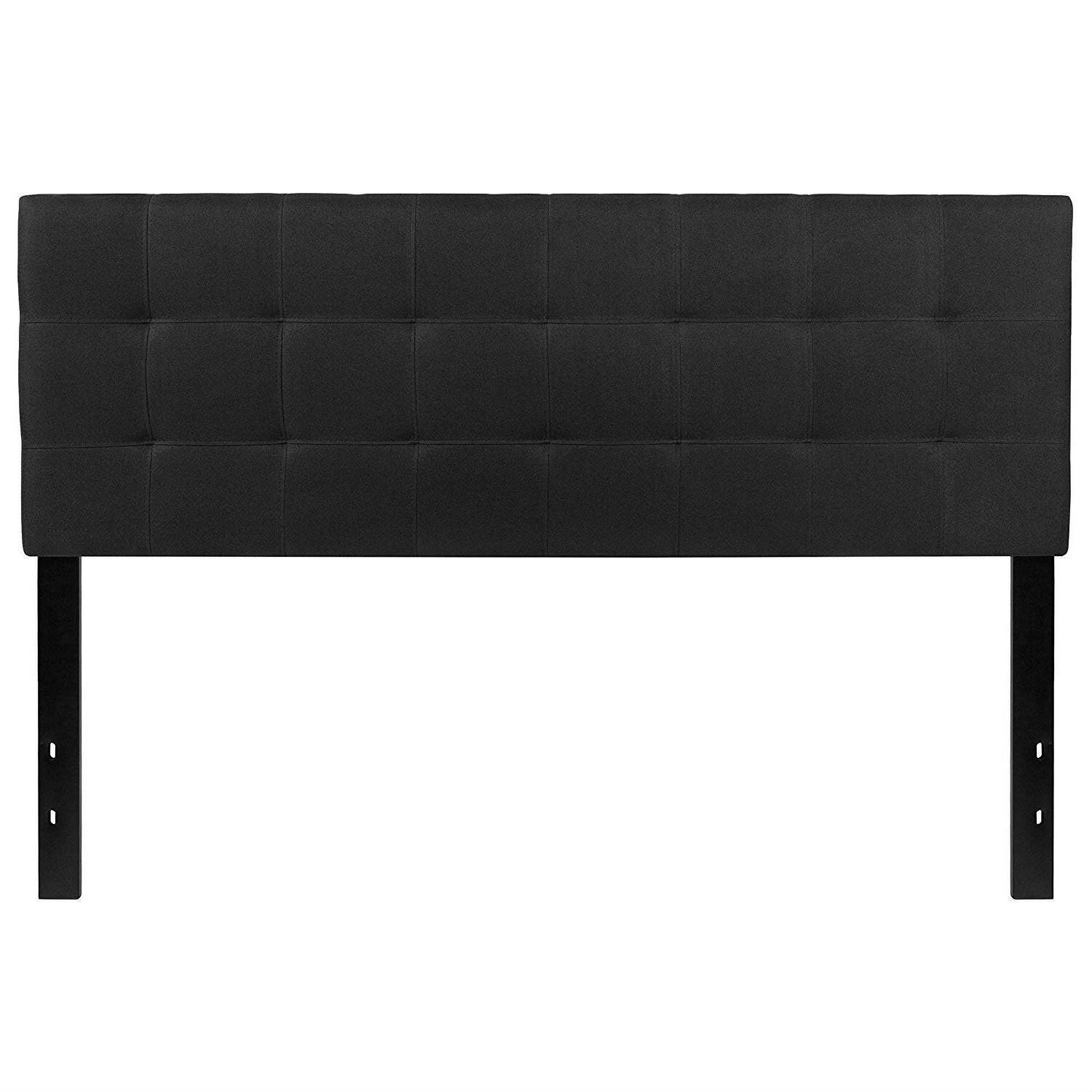 Queen size Modern Black Fabric Upholstered Panel Headboard - FurniFindUSA