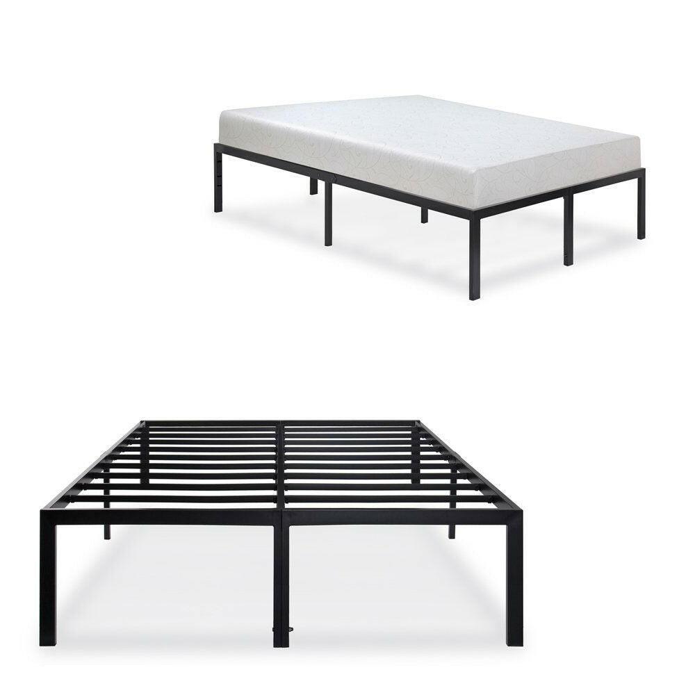 Queen size Modern Heavy Duty Black Metal Platform Bed Frame - FurniFindUSA