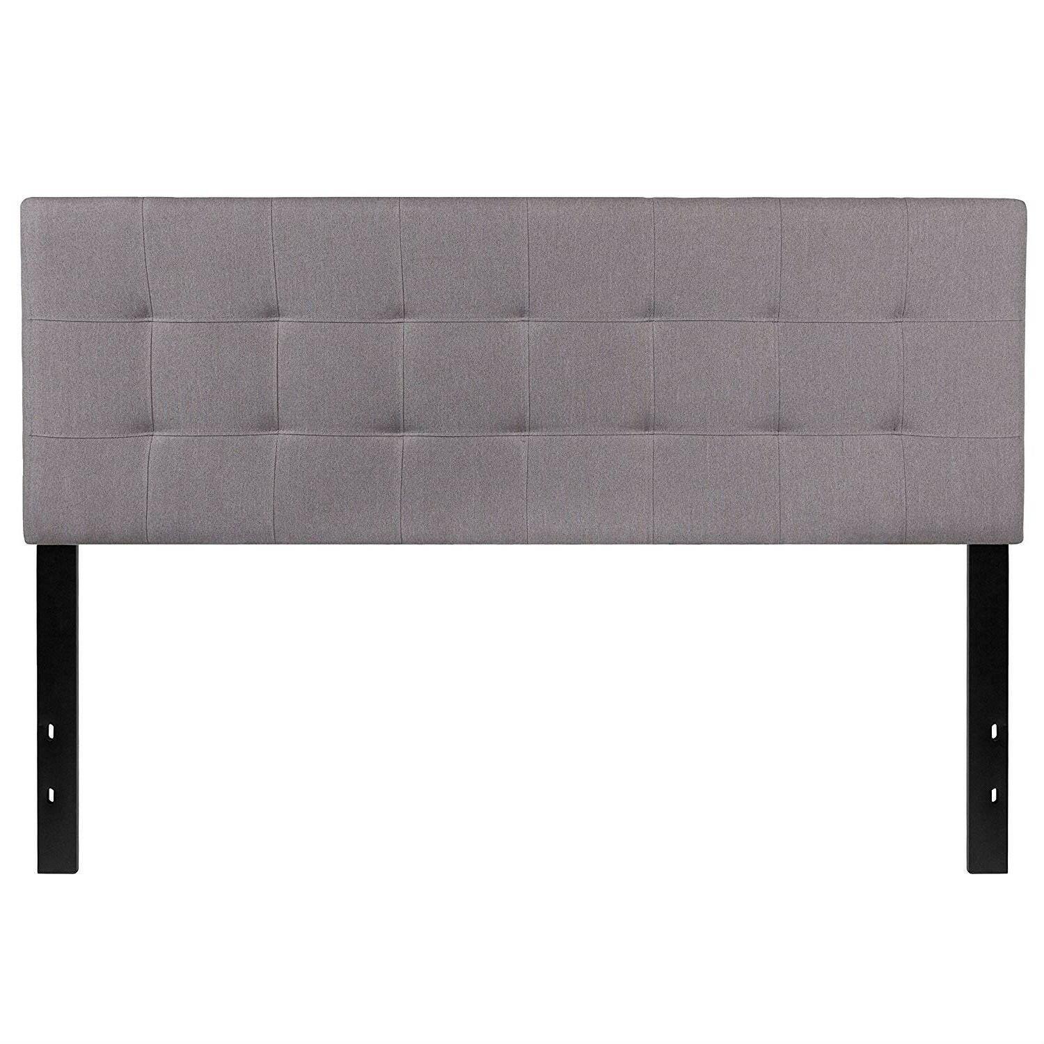 Queen size Modern Light Grey Fabric Upholstered Panel Headboard - FurniFindUSA