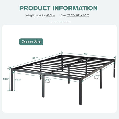 Queen 18-inch Metal Platform Bed Frame with Under-Bed Storage Space - FurniFindUSA