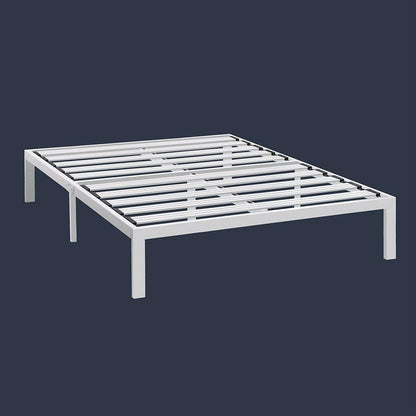 Queen size Heavy Duty Metal Platform Bed Frame in White - FurniFindUSA