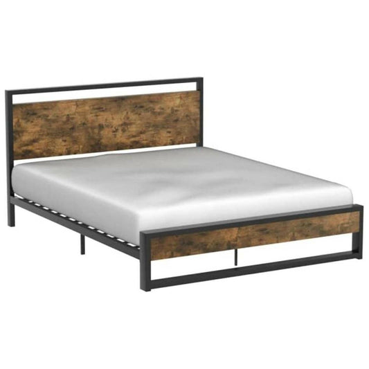 Queen Modern Farmhouse Platform Bed Frame with Wood Panel Headboard Footboard - FurniFindUSA