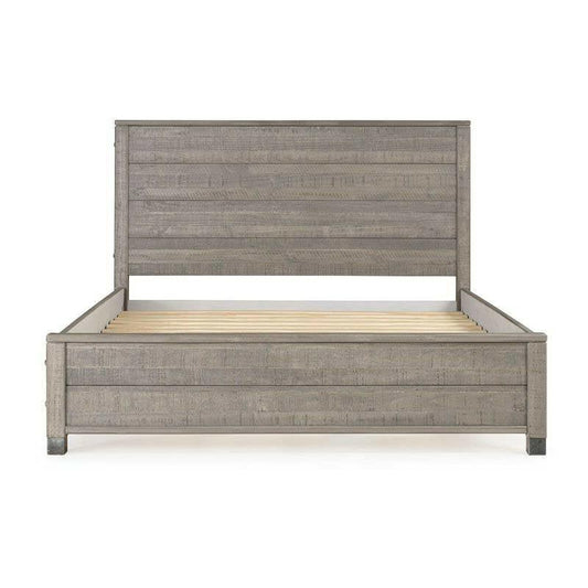 Queen Solid Wooden Platform Bed Frame with Headboard in Grey Wood Finish - FurniFindUSA