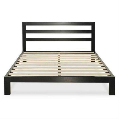 Queen Heavy Duty Metal Platform Bed Frame with Headboard and Wood Slats - FurniFindUSA