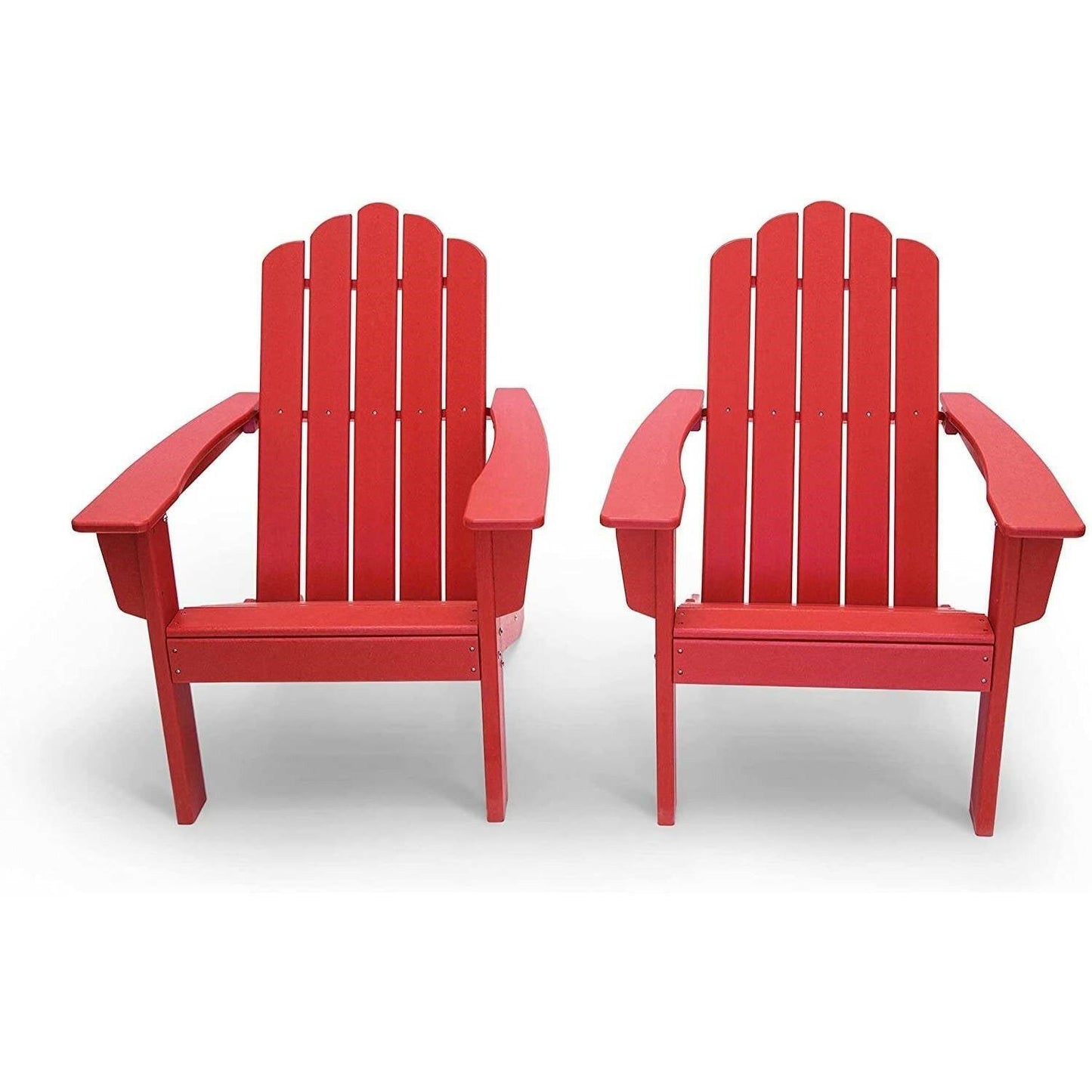 All Weather Recycled Red Poly Plastic Outdoor Patio Adirondack Chairs - Set of 2 - FurniFindUSA