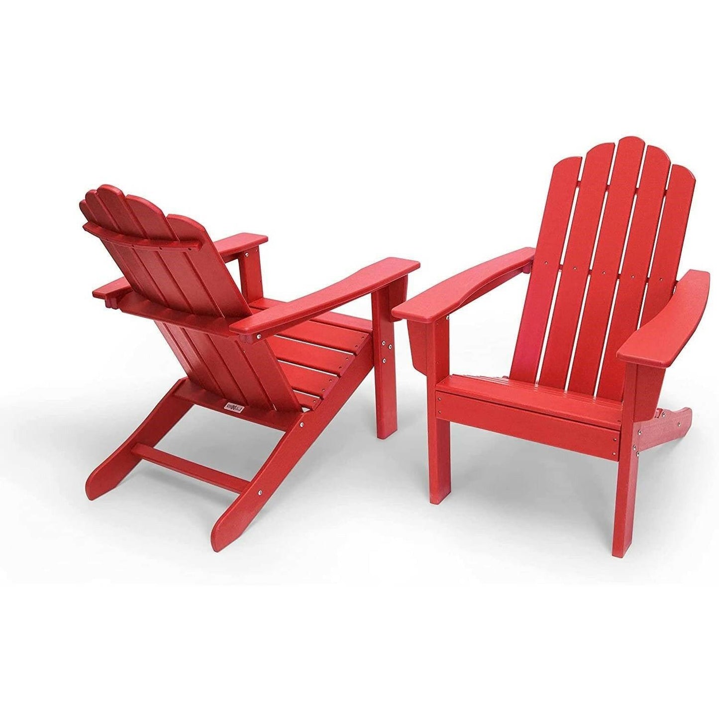 All Weather Recycled Red Poly Plastic Outdoor Patio Adirondack Chairs - Set of 2 - FurniFindUSA