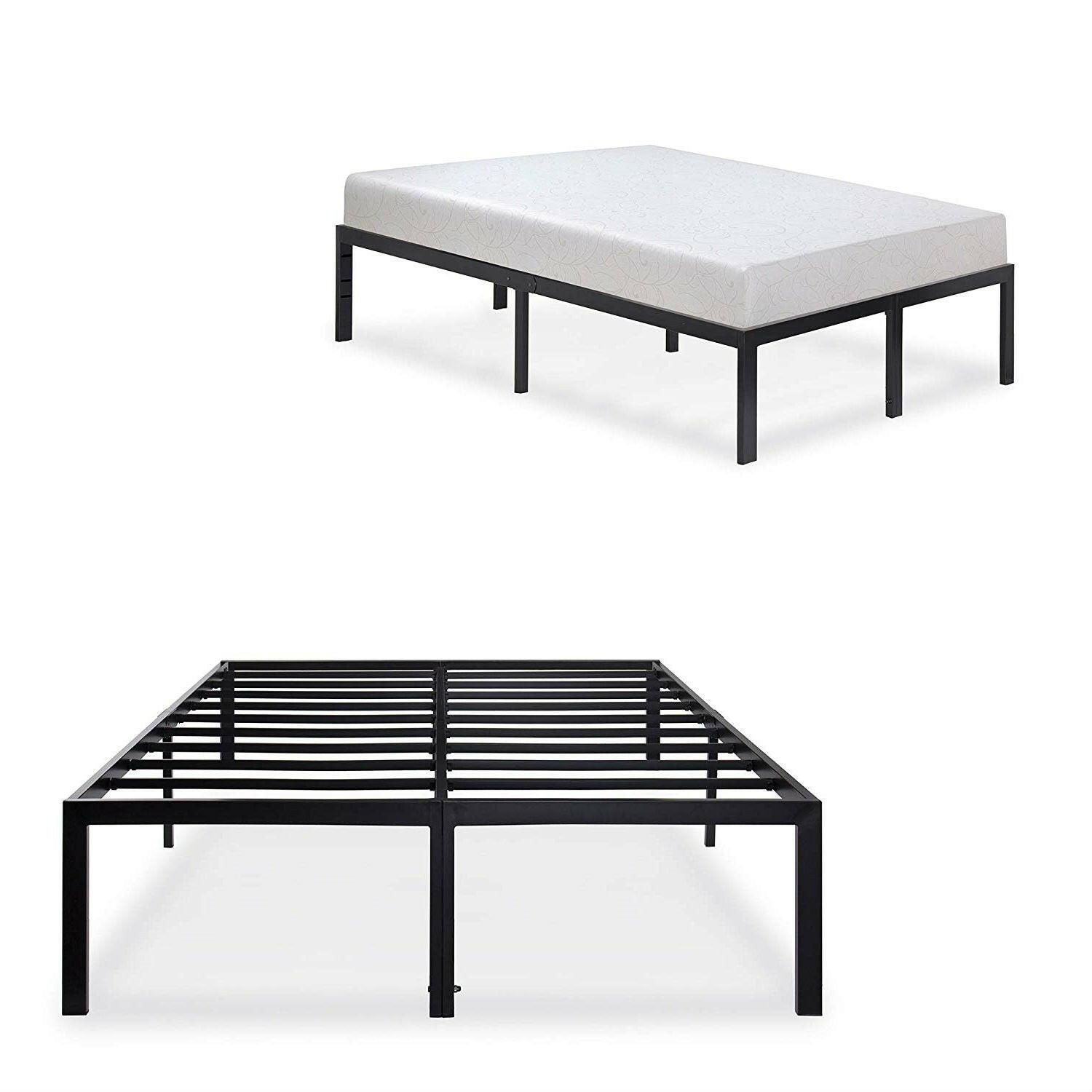 Queen 18-inch High Rise Heavy Duty Black Metal Platform Bed Frame - FurniFindUSA