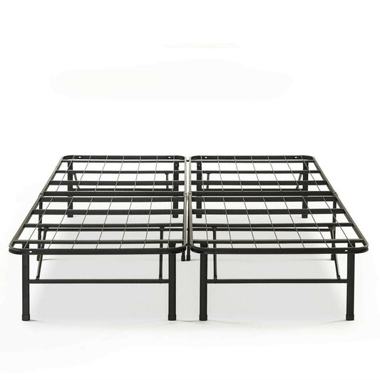 Queen size Folding Sturdy Metal Platform Bed Frame with Storage Space - FurniFindUSA