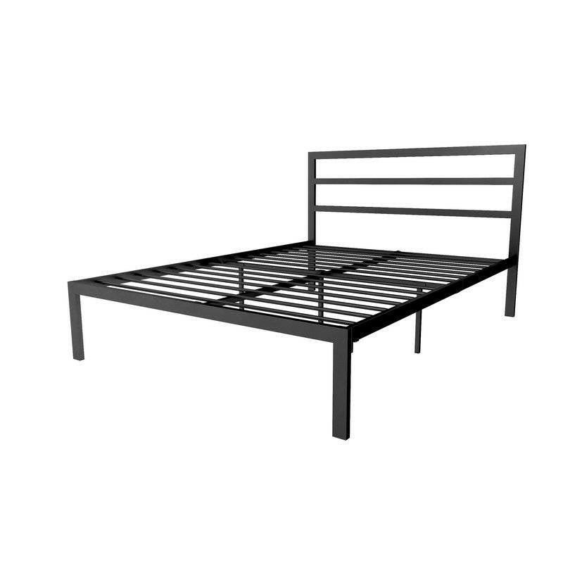 Queen Black Metal Platform Bed Frame with Headboard Included - FurniFindUSA