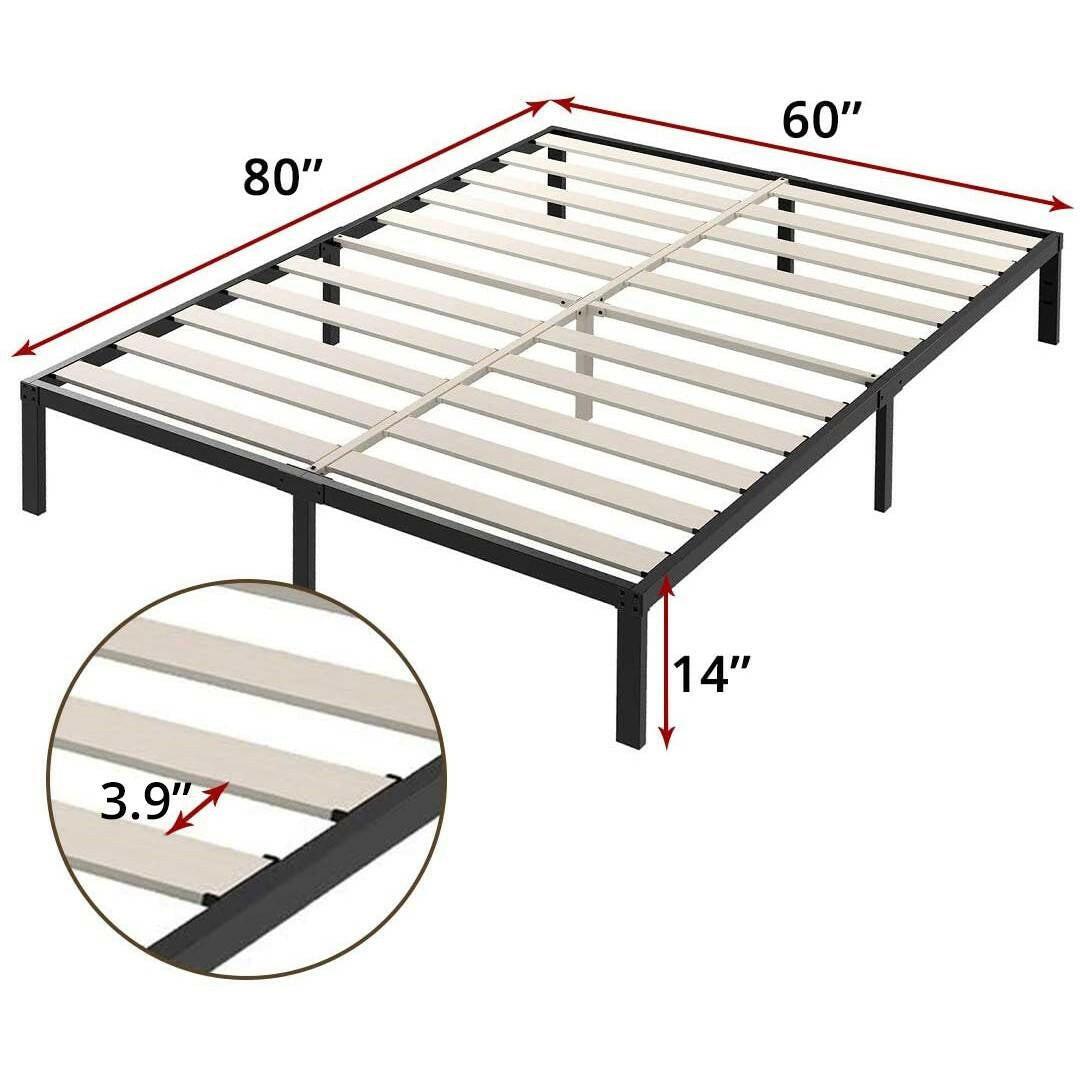 Queen Heavy Duty Metal Platform Bed Frame with Wood Slats 3,500 lbs Weight Limit - FurniFindUSA