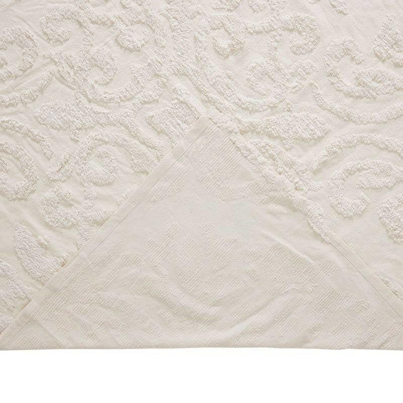 Queen Size 100-Percent Cotton Chenille 3-Piece Coverlet Bedspread Set in Ivory - FurniFindUSA