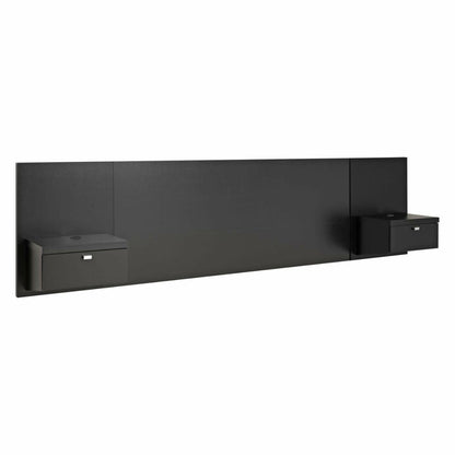 Queen size Modern Wall Mounted Floating Headboard with Nightstands in Black - FurniFindUSA