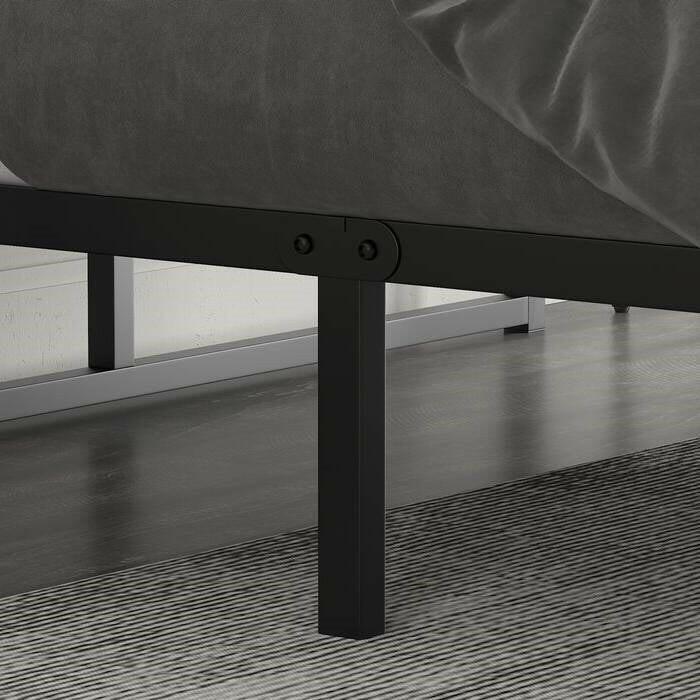 Queen Size Black Metal Platform Bed Frame with Under-Bed Storage Space - FurniFindUSA