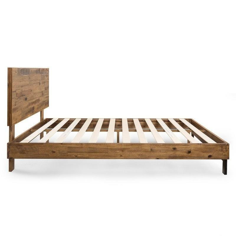 Rustic FarmHome Low Profile Pine Slatted Platform Bed in Queen - FurniFindUSA