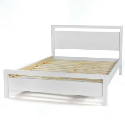 Queen Size FarmHouse Traditional Rustic White Platform Bed - FurniFindUSA