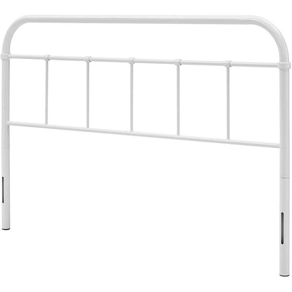 Queen size Vintage White Metal Headboard with Round Corners - FurniFindUSA