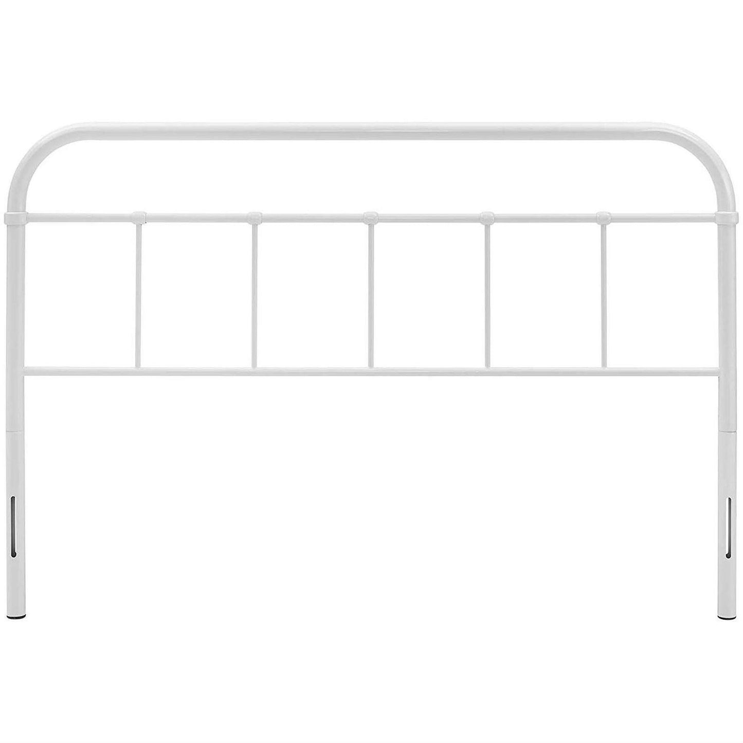 Queen size Vintage White Metal Headboard with Round Corners - FurniFindUSA