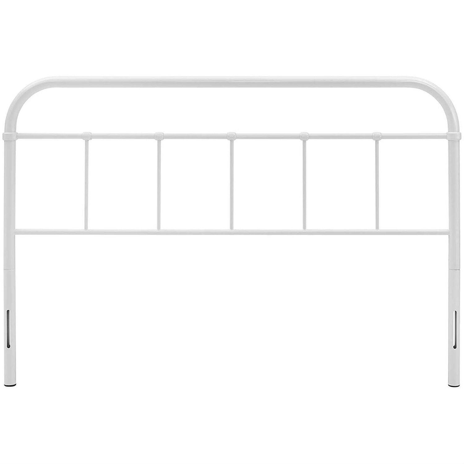 Queen size Vintage White Metal Headboard with Round Corners - FurniFindUSA