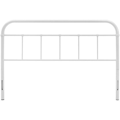 Queen size Vintage White Metal Headboard with Round Corners - FurniFindUSA