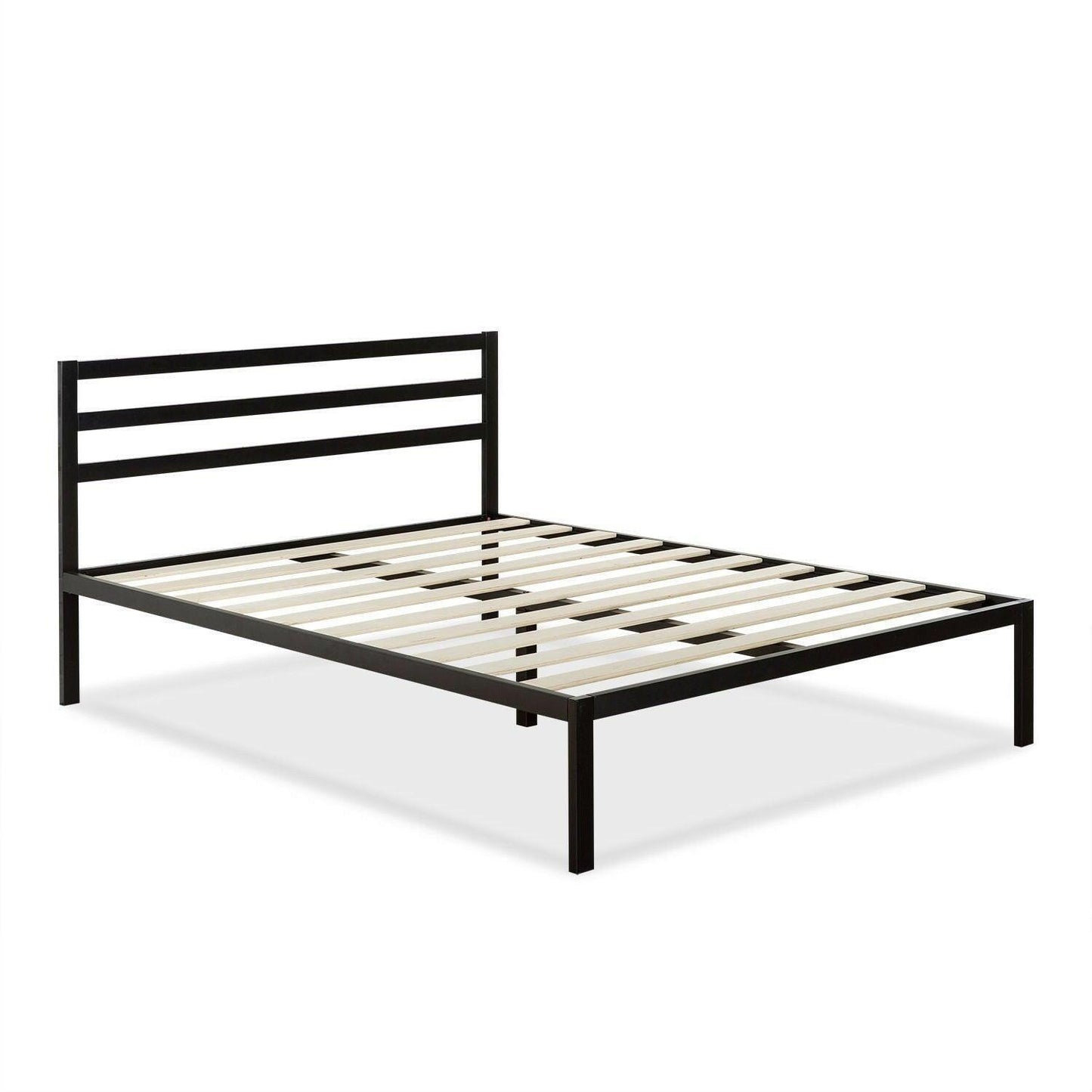 Queen Metal Platform Bed Frame with Headboard and Wood Slats - FurniFindUSA