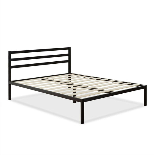 Queen Metal Platform Bed Frame with Headboard and Wood Slats - FurniFindUSA