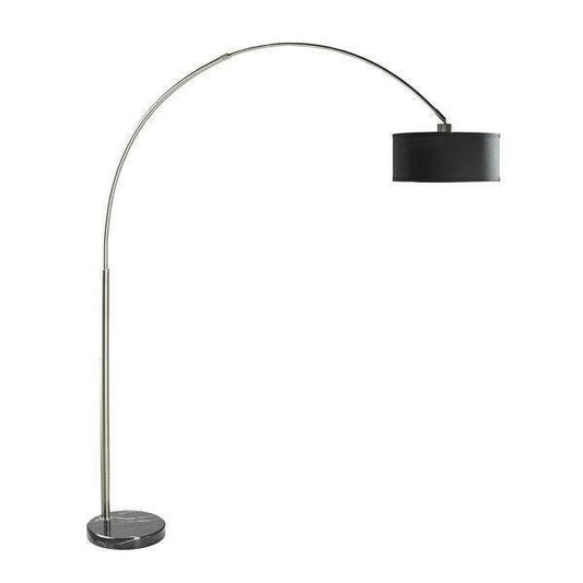 Modern 81-inch Tall Arch Floor Lamp with Black Drum Shade and Marble Base - FurniFindUSA