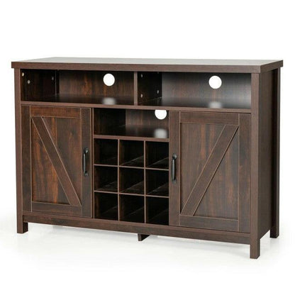 Rustic Espresso Detachable 9 Bottle Wine Rack Kitchen Buffet Storage Cabinet - FurniFindUSA